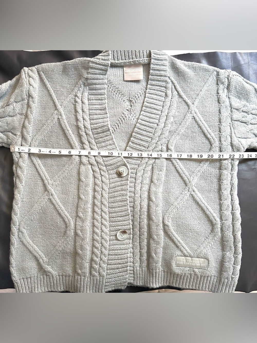 Ttpd Light Gray Cable Knit Button-Front Cardigan - image 6